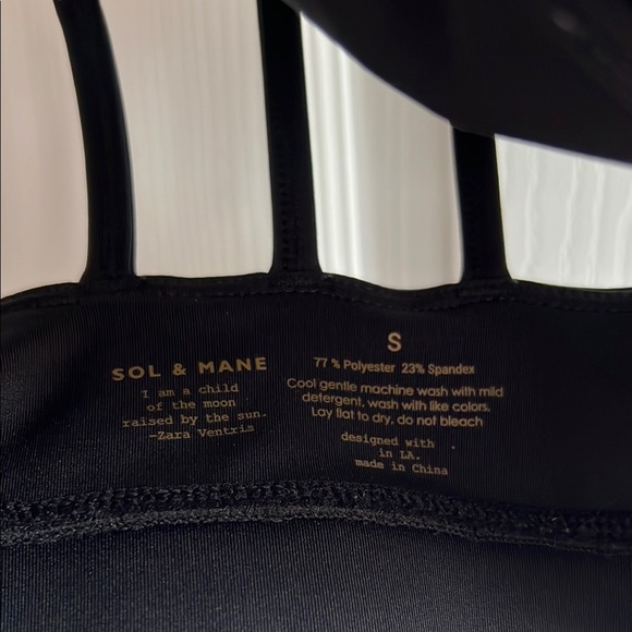 Sol & Mane Black Strappy Women's Sports Bra - Picture 2 of 3